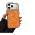 Bling Glitter Diamond Wavy Edge Shell Phone Case for iPhone (Orange ...