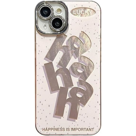 Bling Glitter Feather Gauze Letter Ha Phone Case Compatible with iPhone Case (Pink,iPhone 12)