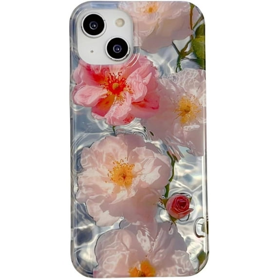 Bling Glitter Laser Beautiful Flowers Water Ripple Phone Case Compatible with iPhone Case (Two-R,iPhone 11)
