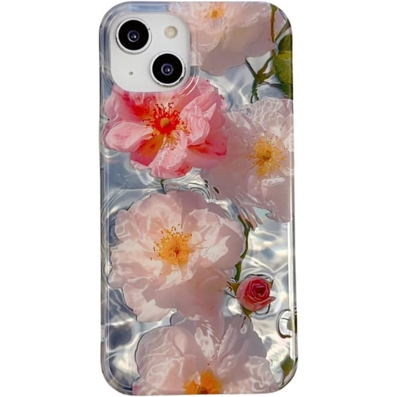 Bling Glitter Laser Beautiful Flowers Water Ripple Phone Case Compatible with iPhone Case (Two-R,iPhone 12 Pro Max)