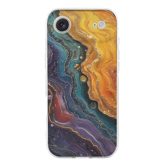 Bling Glitter Marble Psychedelic Art Transparent TPU Case for iPhone 17 Air Slim Shockproof Protective Phone Cover