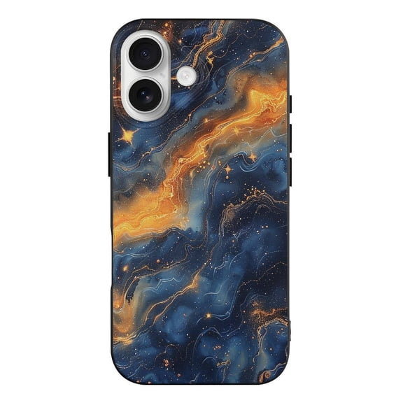 Bling Glitter Marble Starry Art Phone Case Compatible with iPhone 17 TPU Black Shockproof Cover