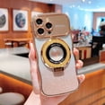thumbnail image 1 of Bling Glitter Phone Case Compatible with iPhone 14 Plus, Kickstand Camera Lens Protector Heart Plating Raised Wavy Bumper Cover Sparkling Rhinestone Rugged Phone Case Cover,Gold, 1 of 9