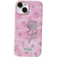 thumbnail image 1 of Bling Glitter Roses Flowers Pink Phone Case Compatible with iPhone Case for Women Girls (Pink,iPhone 12 Pro), 1 of 6