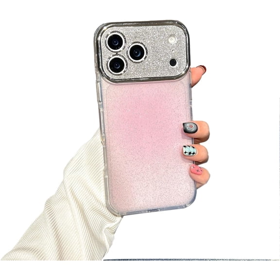 Bling Glitter Shiny Diamond Camera Protection Phone Case for iPhone (Pink,iPhone 15 Pro Max)