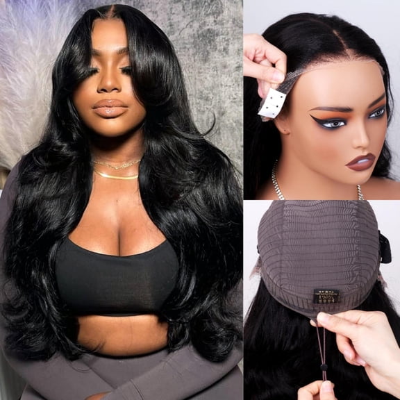 Bling Hair 18 inch 13x6 Glueless Drawstring Human Hair Wigs 180 Density Body Wave Wear and Go Transparent Lace Front Wig Pre Plucked Pre Cut