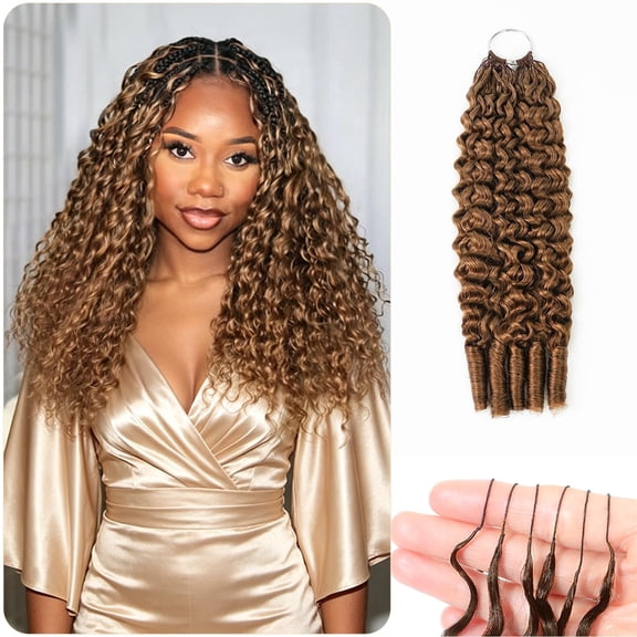 Bling Hair 20 inch 30# Auburn Ginger Burmese Curly Human Crochet Hair for Women 50g 50 Strands Pre-separated Feather Crochet Hair Extensions