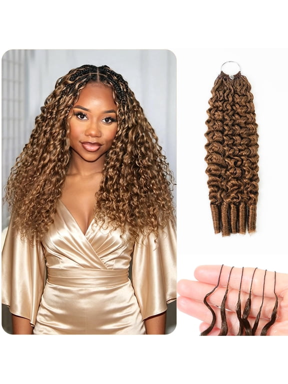 20 inch 30# Auburn Ginger Burmese Curly Human Crochet Hair for Women 50g 50 Strands Pre-separated Feather Crochet Hair Extensions