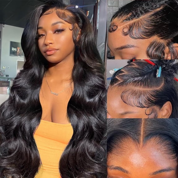 Bling Hair 28 inch 13x6 Body Wave Lace Front Human Hair Wig 180 Density Body Wave Transparent Lace Frontal Wig Human Hair Pre Plucked For Women