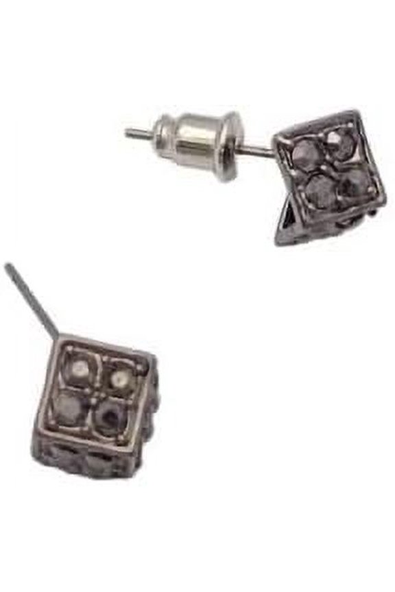 Bling Iced Hip Hop Fashion Post Dice Stud Earring (Black Ice)