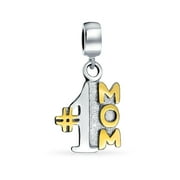 Bling Jewelry 1 Mom Dangle Charm Bead Mother Wife Gold Plated .925Sterling Silver