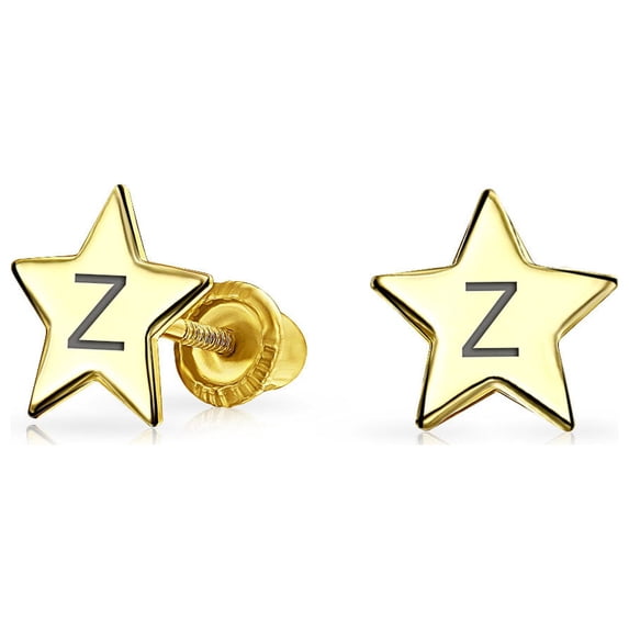 Bling Jewelry Womens Minimalist 14K Gold Star Stud Earrings for Helix, Cartilage, and Lobe Piercing