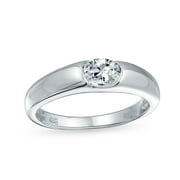 Bling Jewelry .50 CT Brilliant Solitaire CZ Band .925 Sterling Silver Engagement Ring