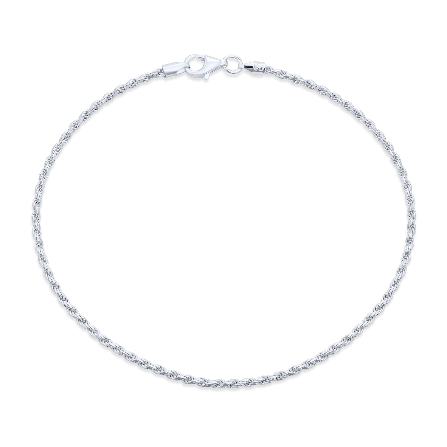 Bling Jewelry .925 Sterling Silver 9 Inch Strong Cable Rope Chain
