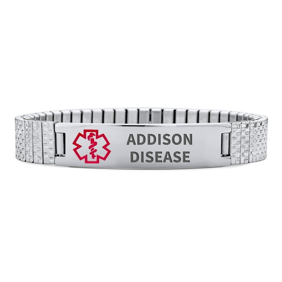 Bling Jewelry Womens Unisex Medical ID Bracelet Stretch Link Silver Tone Stainless Steel