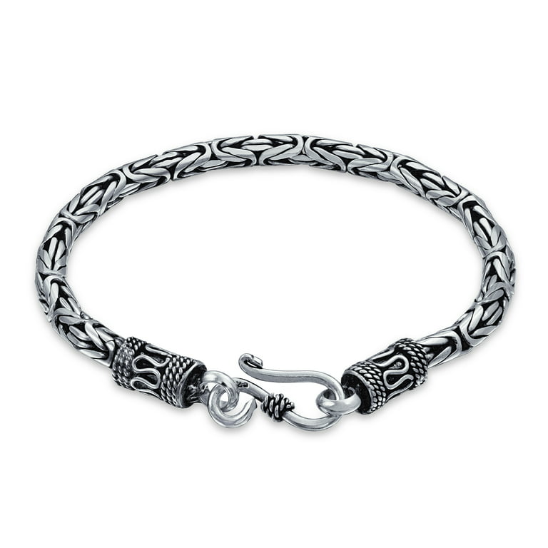Bling Jewelry Bali Byzantine Chain Link Bracelet Eye And Hook 925 Sterling  Silver 