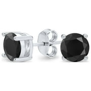 Bling Jewelry Black Solitaire Brilliant Cut CZ Stud Earrings .925 Sterling Silver