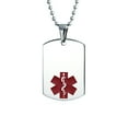 thumbnail image 1 of Bling Jewelry Mens Unisex Medical ID Dog Tag Steel Pendant Necklace for Men 20" Chain, 1 of 5