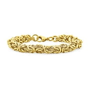 Bling Jewelry Byzantine Chain Mechanic Link Bracelet Gold Plated Stainless Steel 8.5"