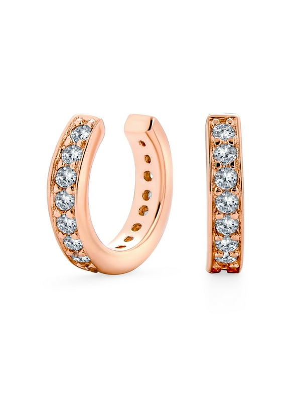 Bling Jewelry CZ Band Cartilage Ear Cuff Earrings Rose Gold Plated Silver