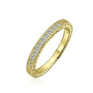 Stainless Steel Non-Tarnish Eternity Cz Wedding Band Ring 6Mm Gold Silver R22 - Foto 3