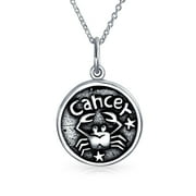 Bling Jewelry Cancer Zodiac Round Medallion Pendant Necklace .925 Sterling Silver