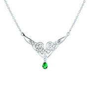 Bling Jewelry Celtic Knot Kelly Green Teardrop Necklace Collar Sterling Silver