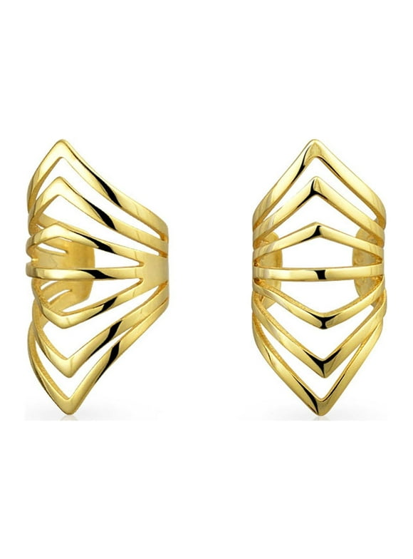 Bling Jewelry Chevron Cartilage Ear Cuffs Earrings Gold Plated Sterling Silver