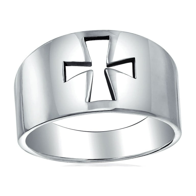 Bling Jewelry Womens Mens Silver Ring Saint John Christian Cross 