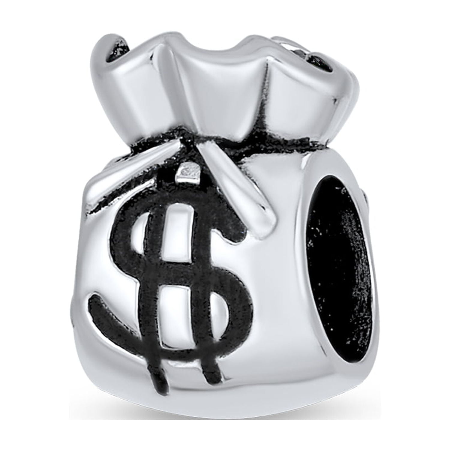Bling Jewelry Womens Clutch Pocketbook Dollar Money Bag Bead Charm .925 Sterling Silver