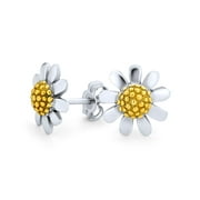 Bling Jewelry Daisy Flower Stud Earrings Tone Gold Plated 925 Sterling Silver