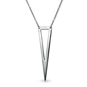 Bling Jewelry Flat Open Triangle  Pendant Necklace Station Sterling Silver