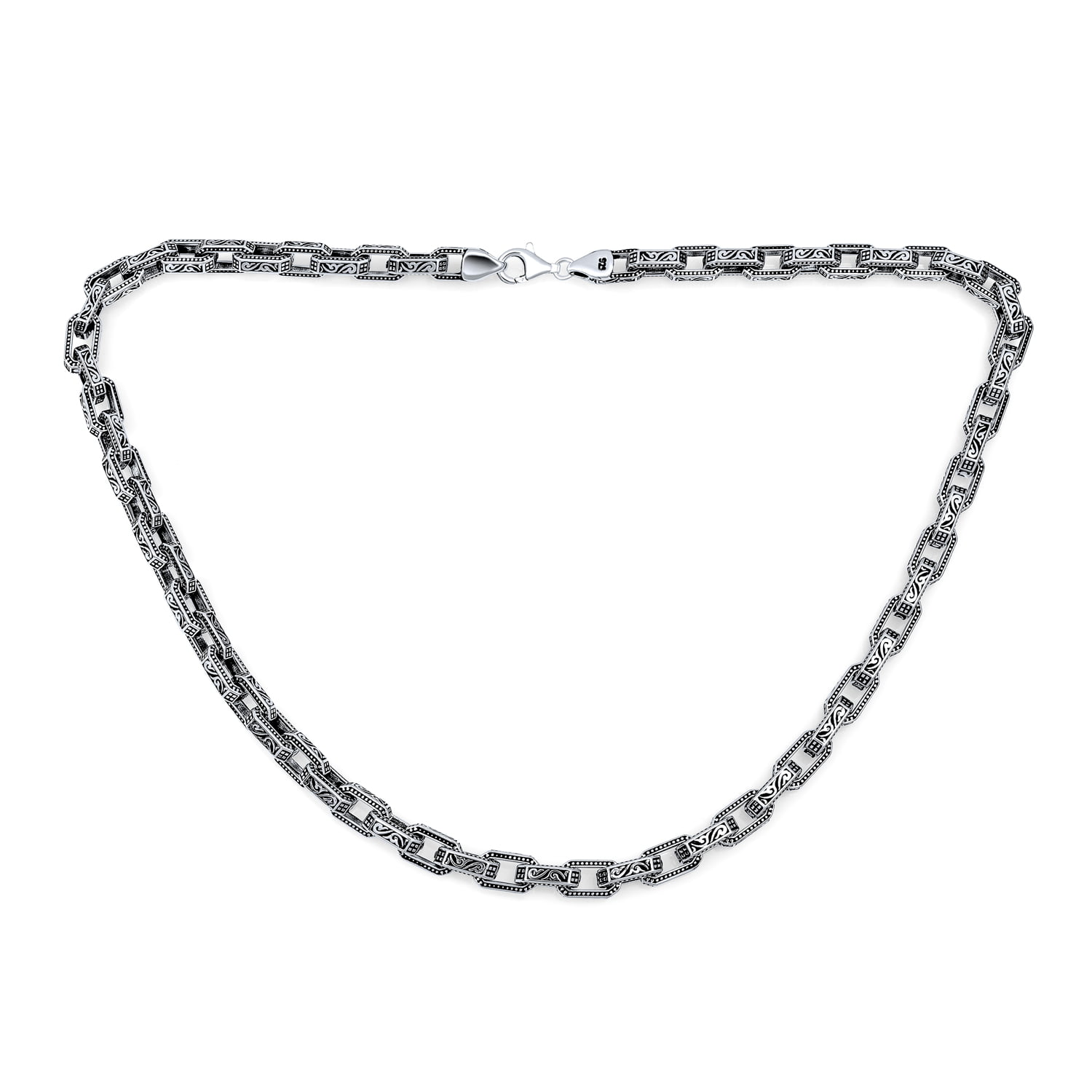 Amazon.com: JOSCO 7mm Sterling Silver Greek-key Designed Herringbone  Necklace. 925 Italian Chain 16,18,20,22,24