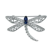 Bling Jewelry Garden Butterfly Dragonfly Brooch Pin CZ Blue Imitation Sapphire