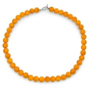 Bling Jewelry Genuine Gemstone Orange Jade 10MM Bead Strand Western Necklace 16"