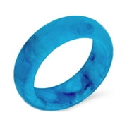 Bling Jewelry Good Luck Energy Smooth Gemstone Stackable Dyed Blue Jade Band Ring