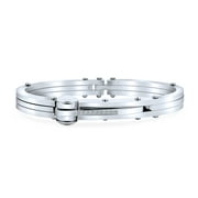 Bling Jewelry  Handcuff Bracelet Bangle Silver Tone Stainless Steel