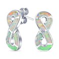 thumbnail image 1 of Bling Jewelry Womens Infinity Symbol Eternity Created Opal Stud Earrings Sterling Silver, 1 of 3