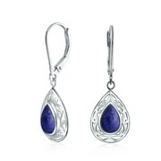 Bling Jewelry Lapis Lazuli Scroll Filigree Dangle Western Earrings Sterling Silver