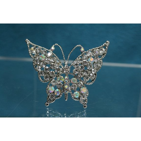Bling Jewelry Large Clear Crystal Filigree Fashion Statement Butterfly Brooch Pin for Women, Butterfly Pin Jewelry