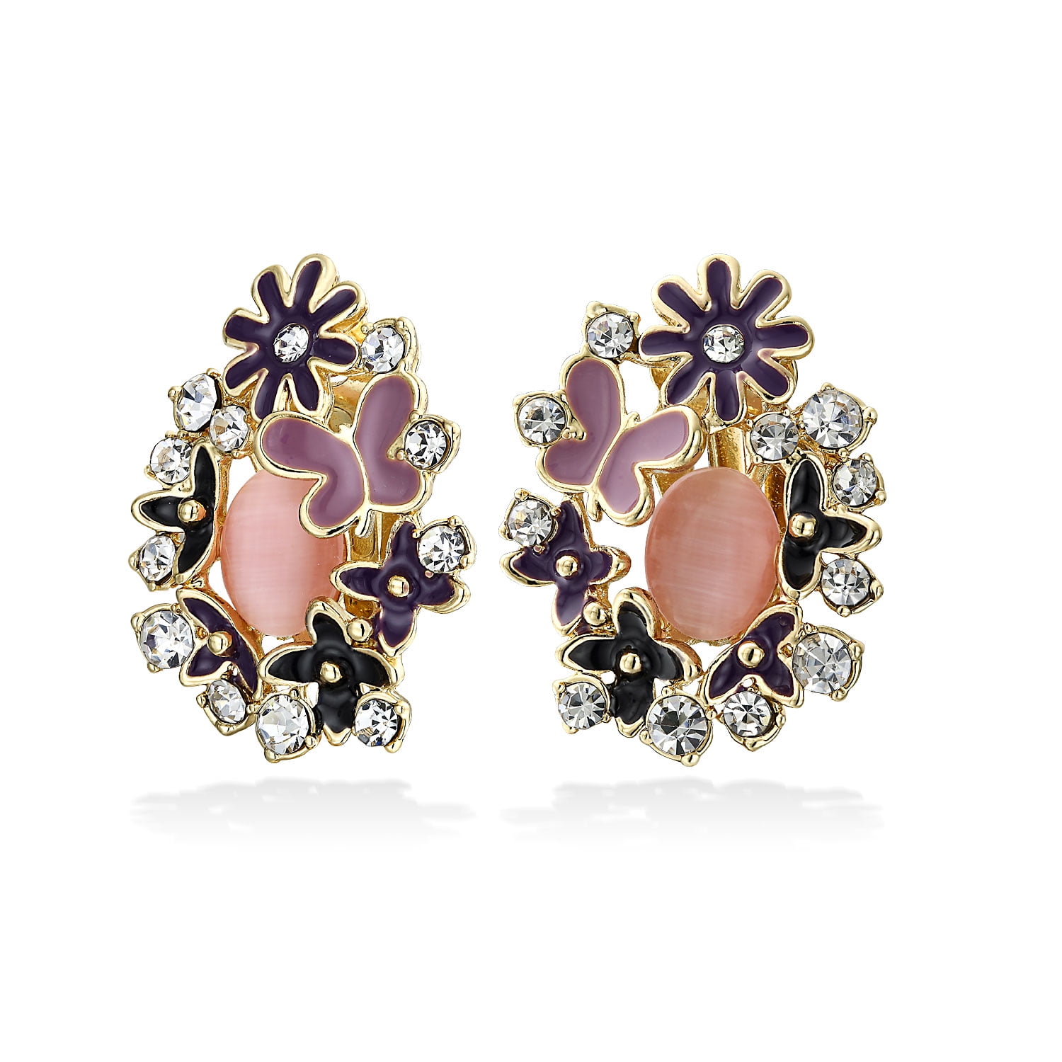 Bling Jewelry Womens Large Pink Purple Garden Butterflies Flower Cats