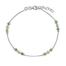 Bling Jewelry Lime Green Crystal Bead Anklet Ankle Bracelet .925 Sterling Silver Adjustable