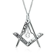 Bling Jewelry Masonic Freemason Foldable Compass Pendant Sterling Silver Necklace