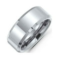 thumbnail image 1 of Bling Jewelry Mens Matte Couples Wedding Band Titanium Rings Beveled Edge 8MM, 1 of 4