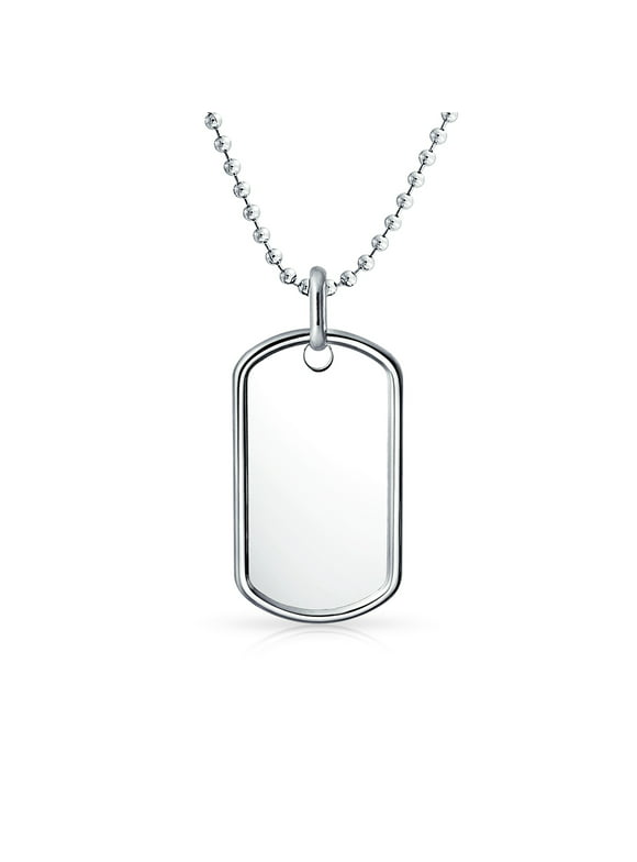 Bling Jewelry Med Military Dog Tag Pendant Necklace .925 Silver Ball Chain 16"
