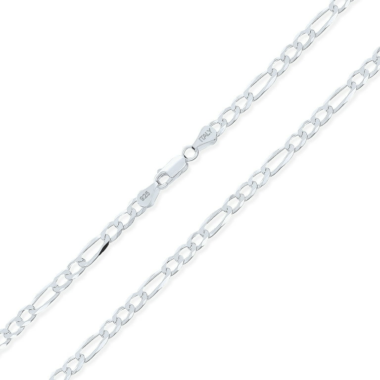 Solid Figaro Chain 150 Gauge Necklace Sterling Silver Made in Italy - 16