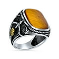 thumbnail image 1 of Bling Jewelry Mens Mens Silver Ring Western Gemstone Tiger Eye Archery Crossbows Sterling Silver Handmade, 1 of 5