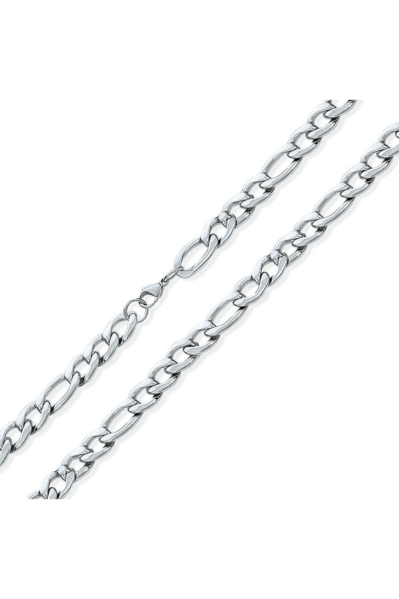 Mens Heavy Solid Strong Figaro Chain Necklace Link Stainless Steel 11MM 30 Inch
