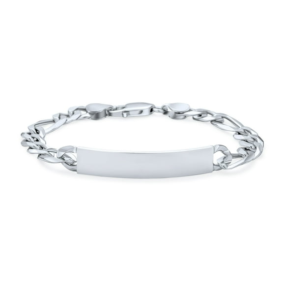 Bling Jewelry Mens 200 Gauge 8MM Heavy Sterling Silver Men's Figaro ID Bracelet
