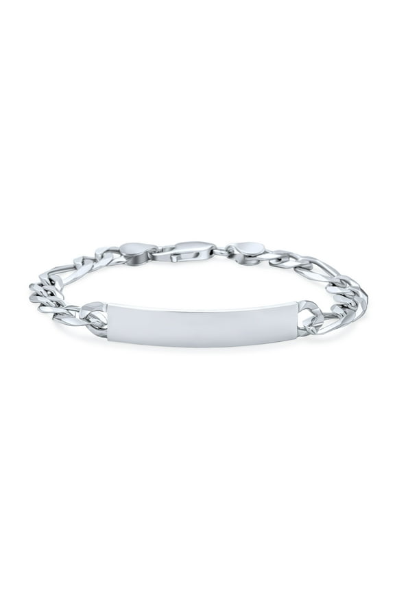 Mens 200 Gauge 8MM Heavy Sterling Silver Men's Figaro ID Bracelet